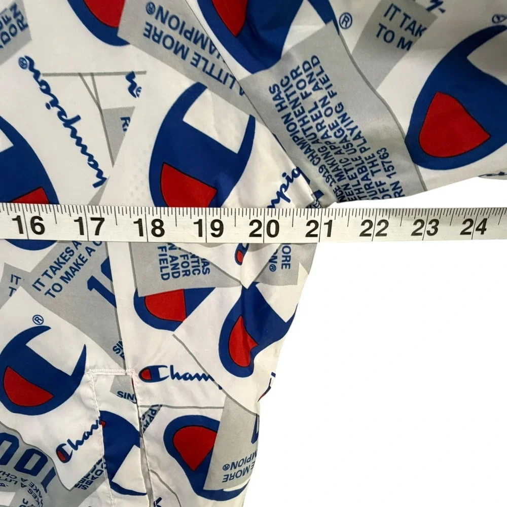 Champion‎ 100 Year Anniversary Cropped Coach Jacket M AOP Logo Y2K Streetwear